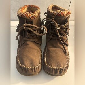 Rock & Candy Women’s Brown Suede Bohemian Rustic Fringe Moccasins Size 8.5